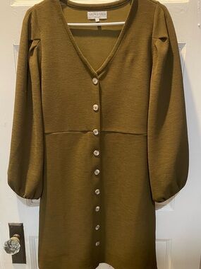 Texture and Thread Madewell Olive Green Dress, Medium